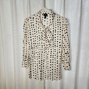 Dress shirt by Worthington, Med, White with black dots, silky fabirc
